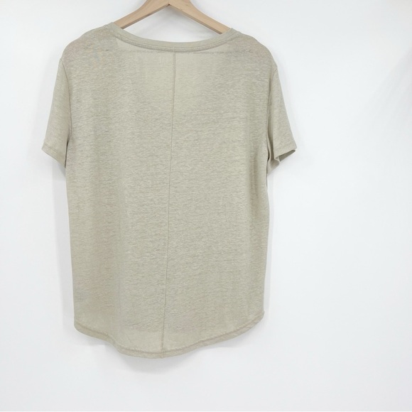 Gap Beige Shimmer V-Neck Lightweight Linen Tee Medium - Picture 5 of 5